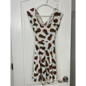 Pineapple Fit and Flare Open Back Dress Ocean Drive